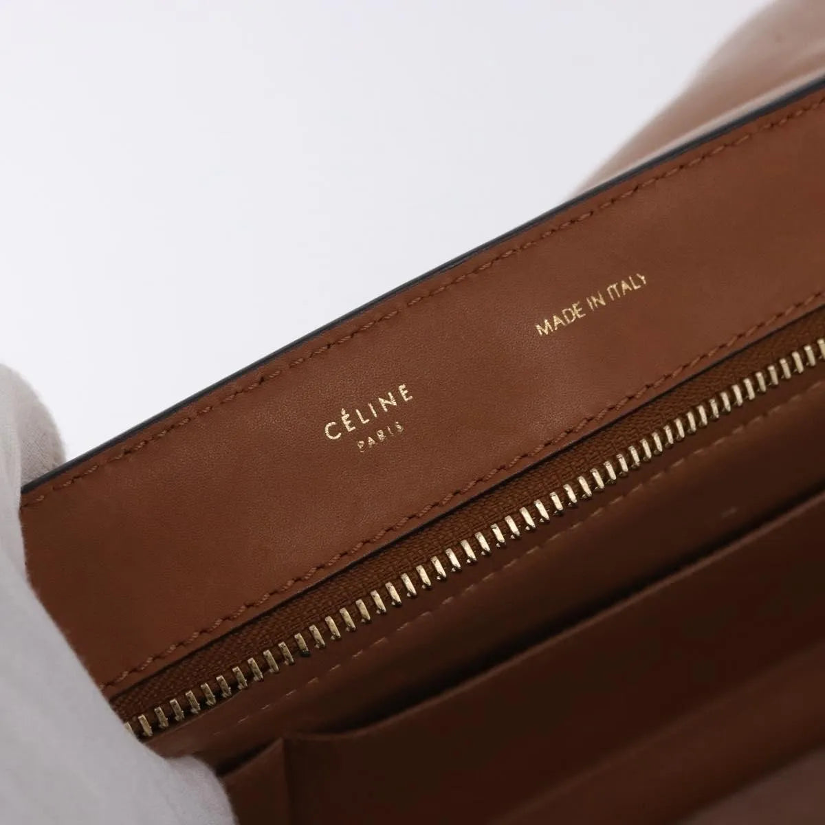 Celine Trapeze Leather, Brown, Leather, Handbag