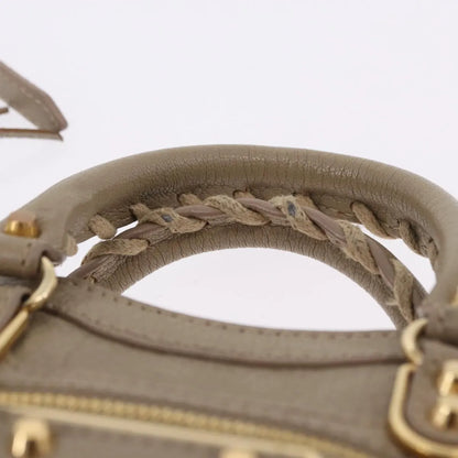 Balenciaga City Classic Studs Leather, Beige, Leather, Handbag