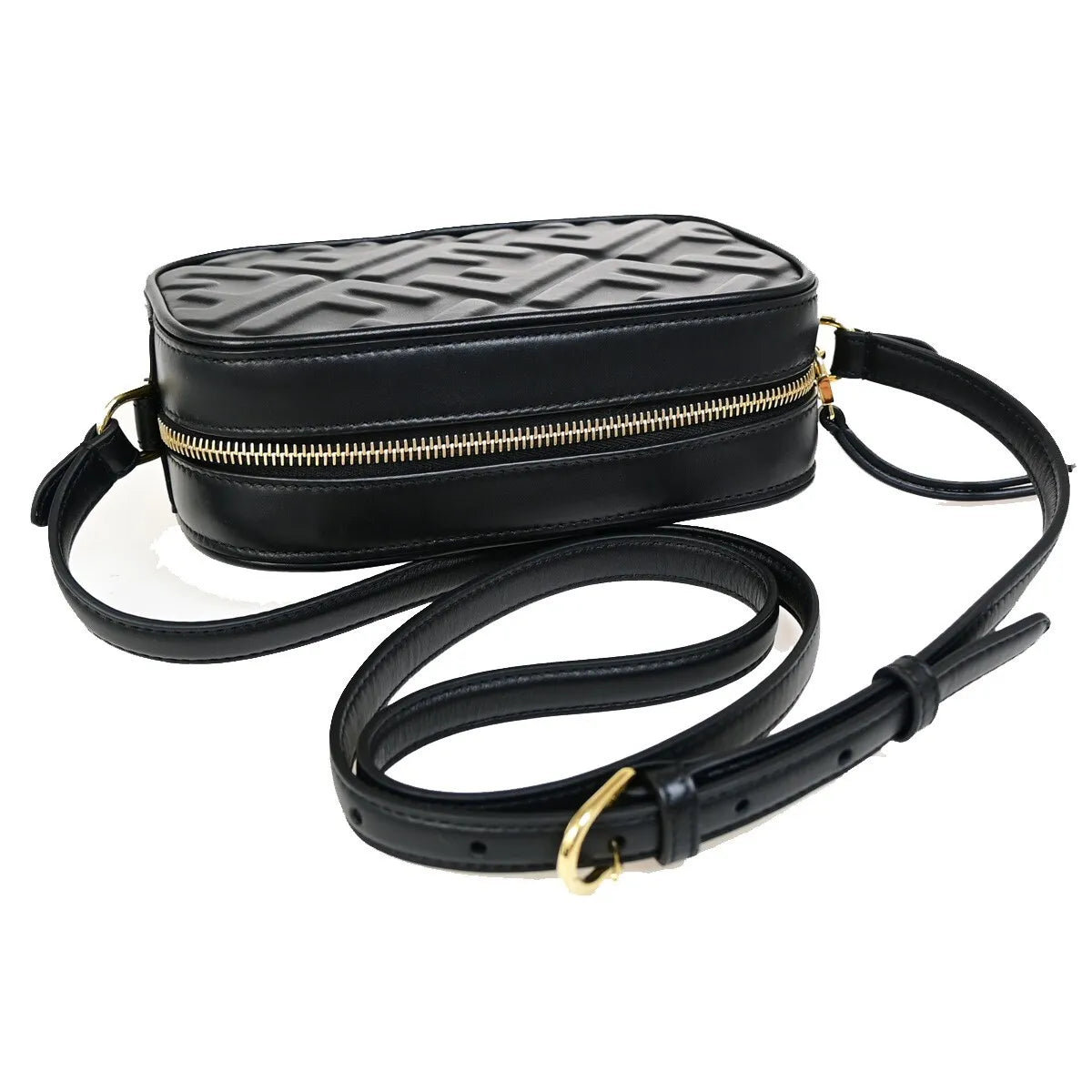 Fendi Camera Zucca Embossed Leather, Black, Leather, Handbag