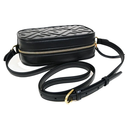 Fendi Camera Zucca Embossed Leather, Black, Leather, Handbag
