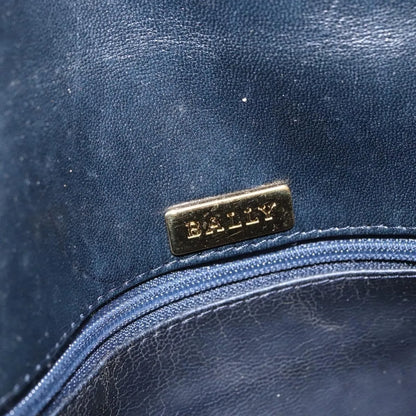 Bally Vintage Chain Quilted Leather, Navy, Leather, Shoulder Bag