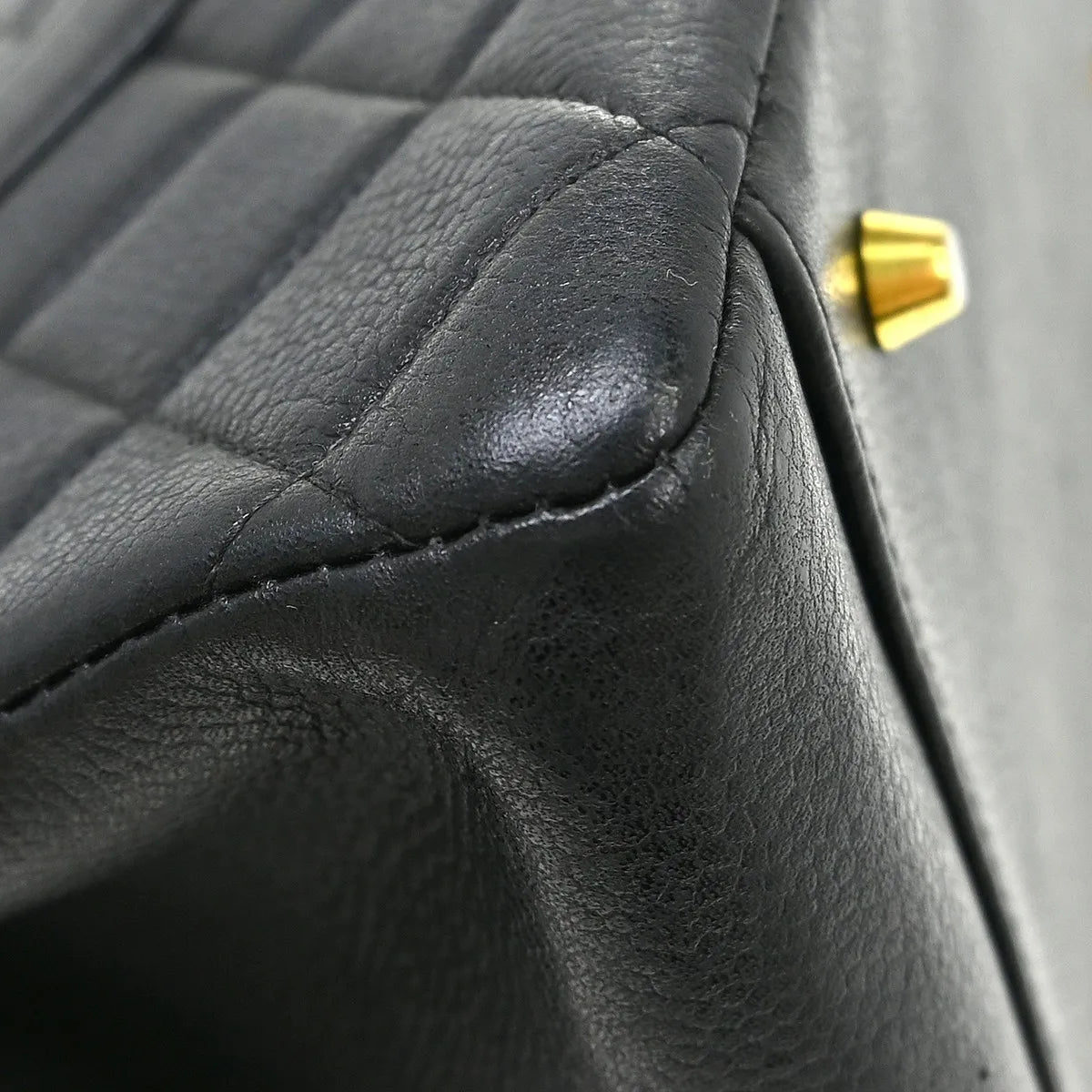 Chanel Vintage Grand Shopping Tote Quilted Caviar, Black, Leather, Tote Bag