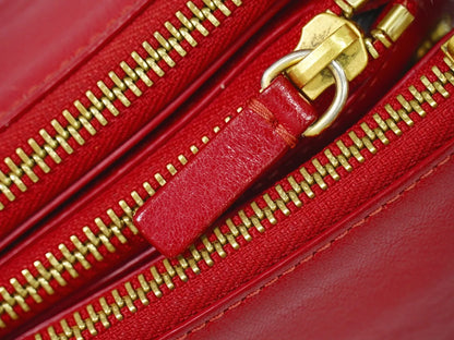 Celine Trio Leather, Red, Leather, Shoulder Bag