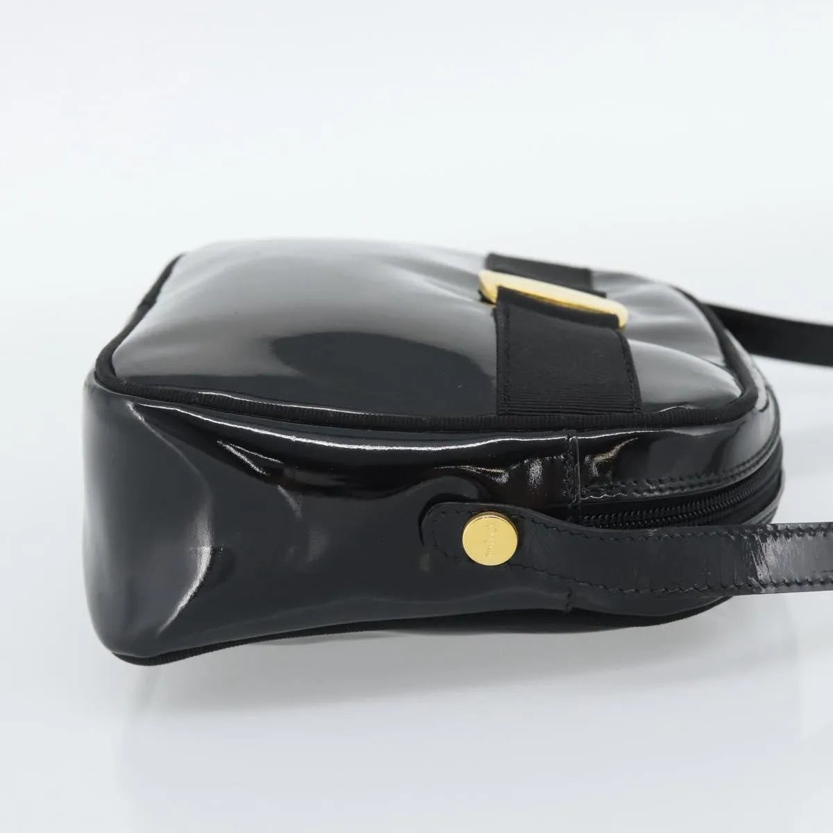 Salvatore Ferragamo Vala Patent Leather, Black, Patent Leather, Shoulder Bag