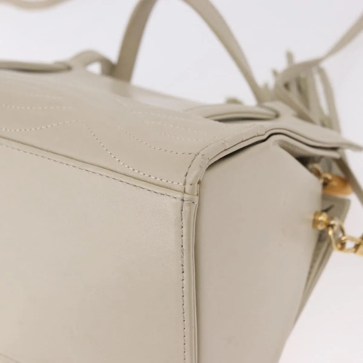 Fendi Vintage Handbag Leather, Beige, Leather, Handbag