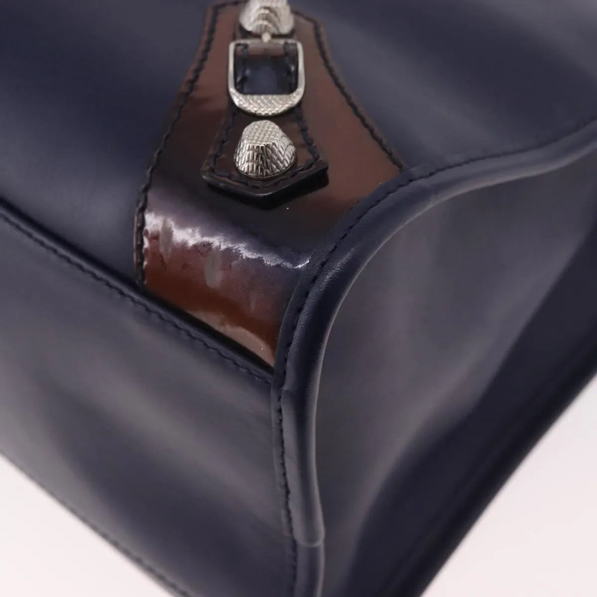Balenciaga Holiday City Giant Studs Matte Calfskin, Navy, Leather, Handbag