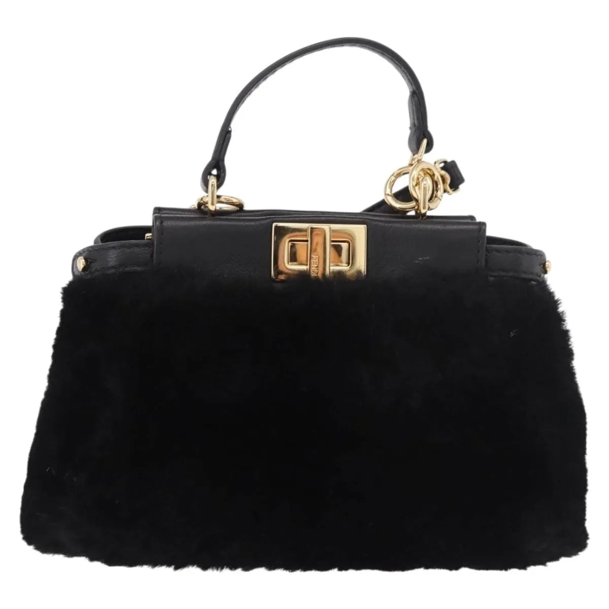 Fendi Peekaboo Fur, Black, Fur, Handbag