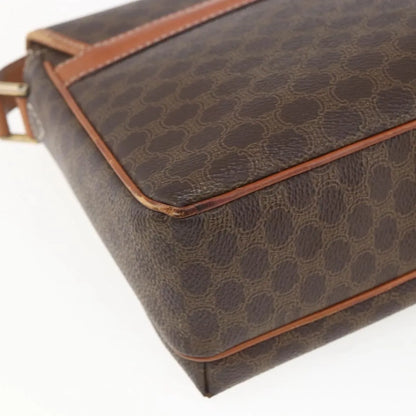 Celine Vintage Macadam Canvas and Leather, Brown, Canvas, Shoulder Bag