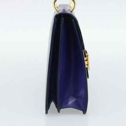 Celine Vintage Carriage Top Handle Leather, Blue, Leather, Handbag
