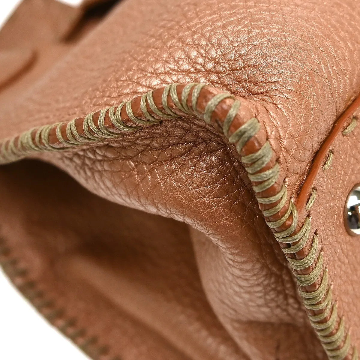 Fendi Selleria Linda Satchel Pebbled Leather, Pink, Leather, Handbag