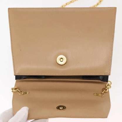 Salvatore Ferragamo Vintage Flap Leather, Beige, Leather, Shoulder Bag