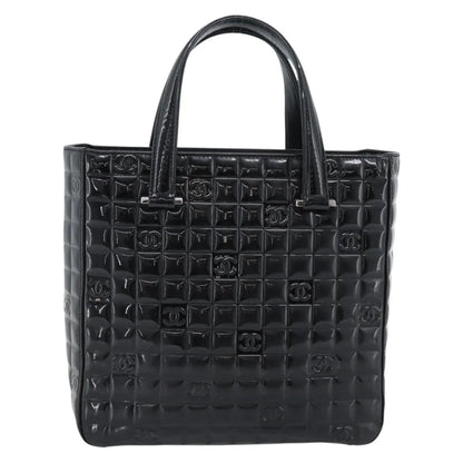 Chanel Chocolate Bar CC Tote Quilted Patent, Black, Patent Leather, Tote Bag
