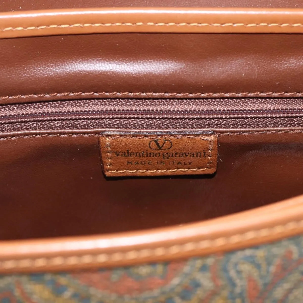 Valentino Garavani Vintage Canvas and Leather, Brown, Canvas, Shoulder Bag