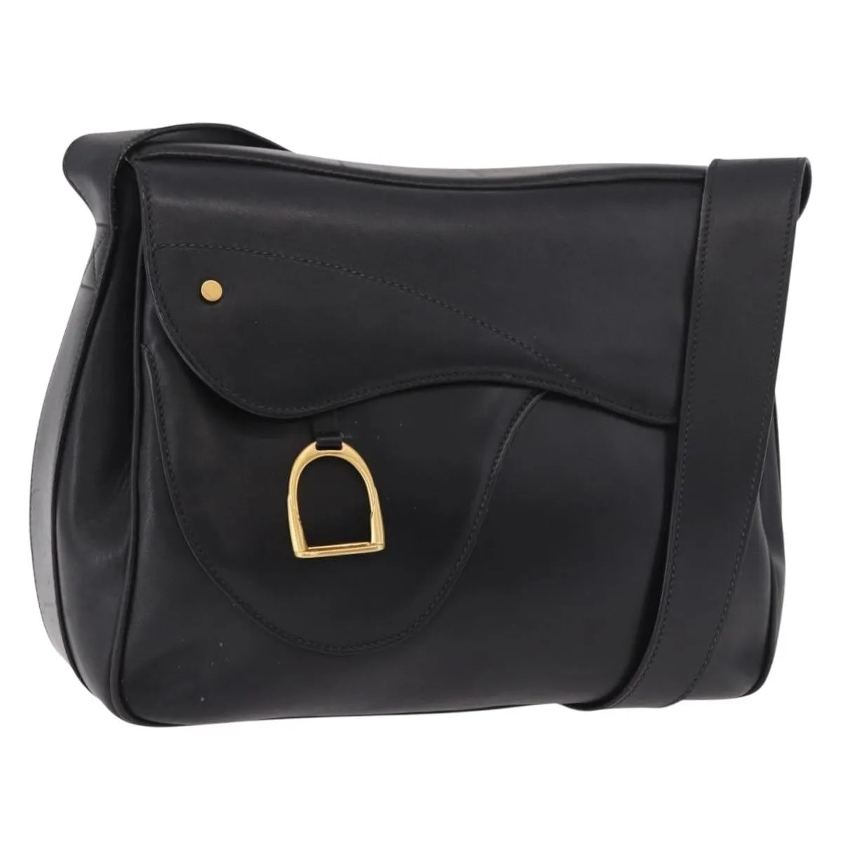 Gucci Vintage Leather, Black, Leather, Shoulder Bag