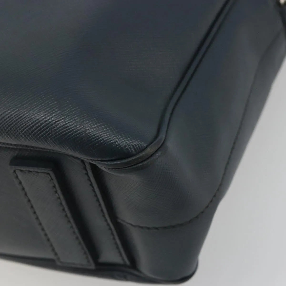 Prada Zip Around Saffiano Leather, Navy, Leather, Briefcase