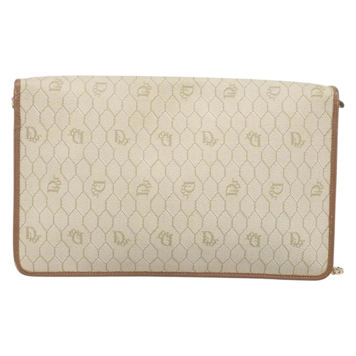 Christian Dior Vintage Honeycomb chain Canvas, Beige, Canvas, Shoulder Bag