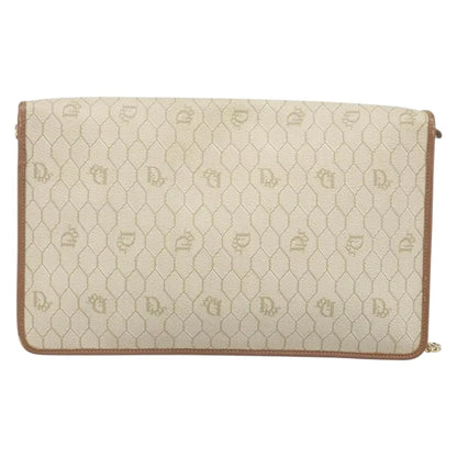 Christian Dior Vintage Honeycomb chain Canvas, Beige, Canvas, Shoulder Bag