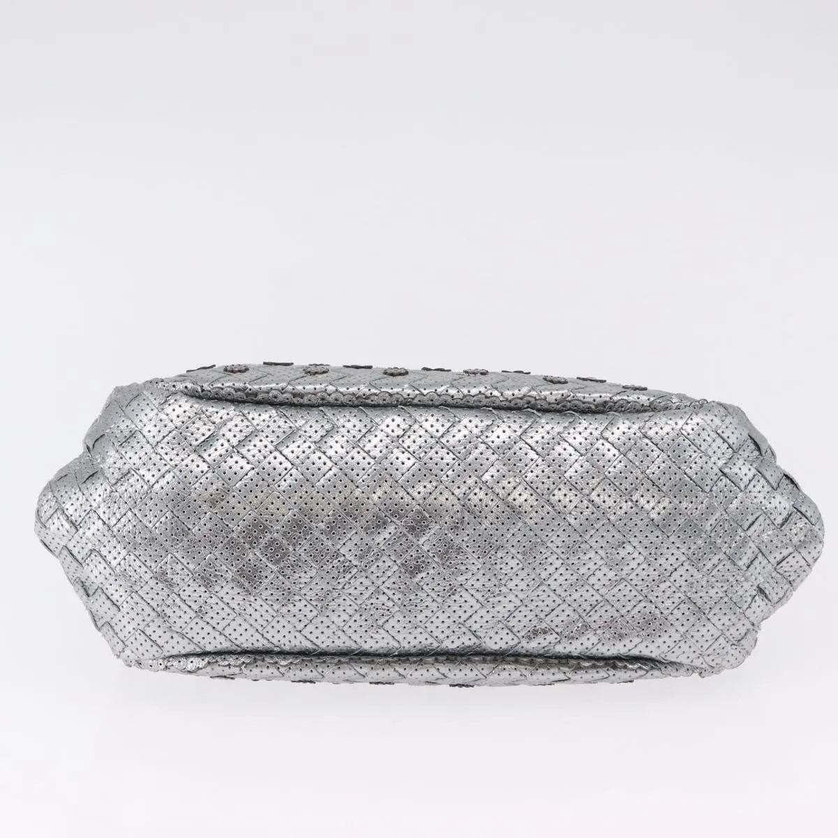 Bottega Veneta Intrecciato Shoulder Leather, Silver, Leather, Shoulder Bag