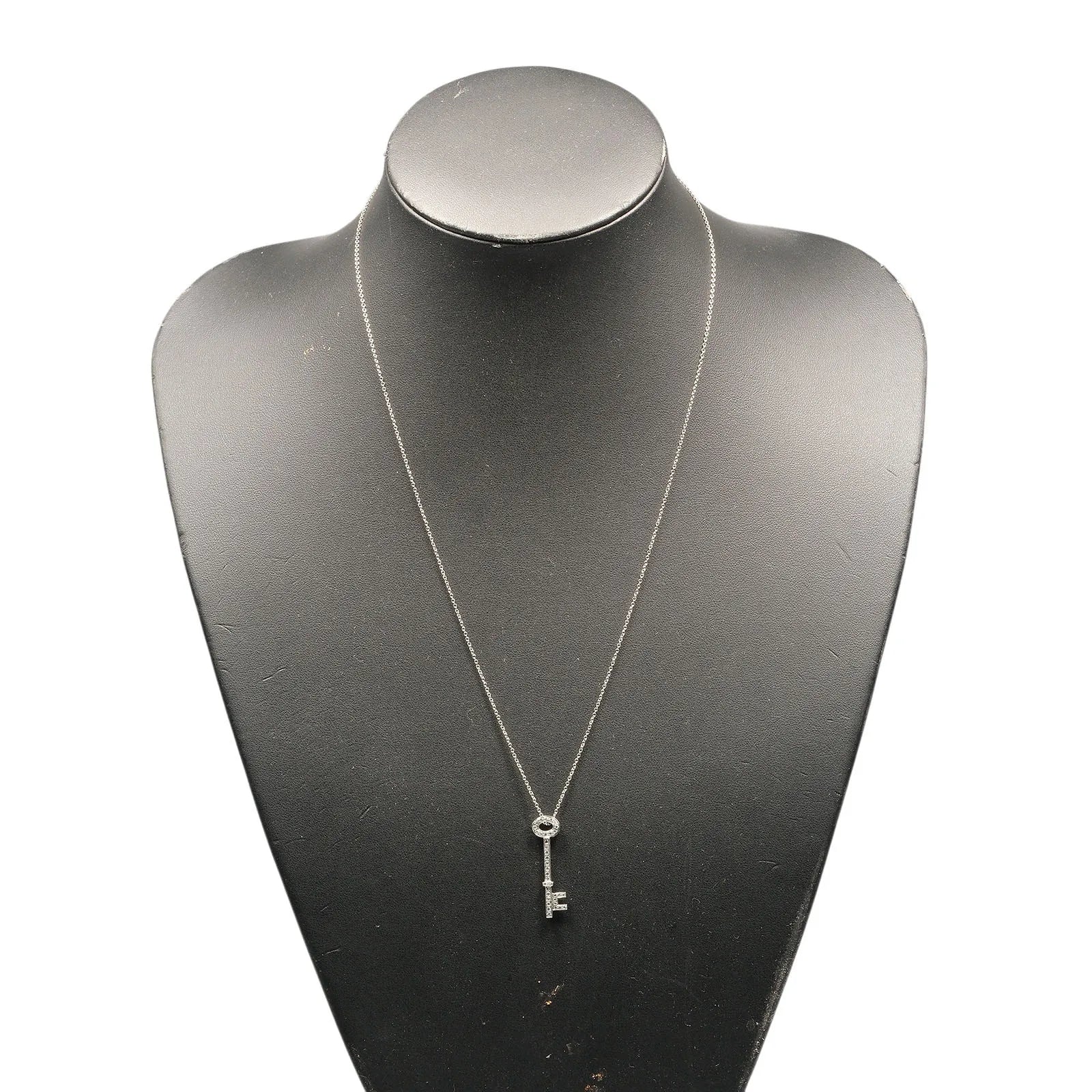 Tiffany & Co. Oval Key Pendant Platinum and Diamonds, Silver, Platinum, Necklace