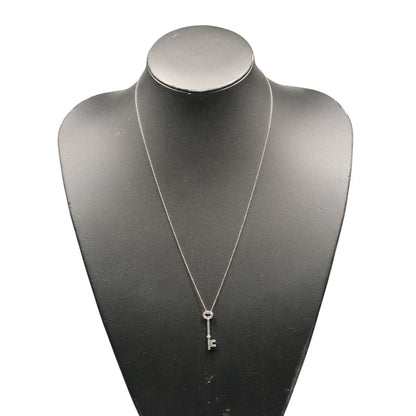Tiffany & Co. Oval Key Pendant Platinum and Diamonds, Silver, Platinum, Necklace