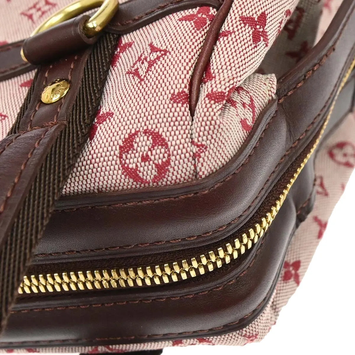 Louis Vuitton Joséphine Mini Lin, Burgundy, Canvas, Handbag