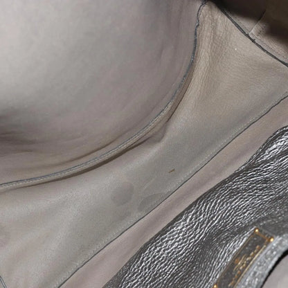 Prada Vintage Tote Leather, Silver, Leather, Tote Bag