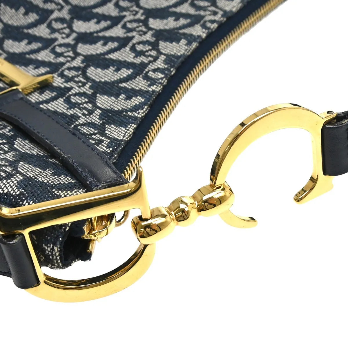 Christian Dior Vintage Trotteur Chain Canvas, Blue, Canvas, Shoulder Bag