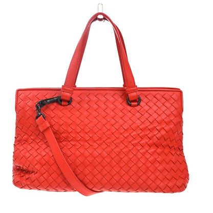Bottega Veneta 2-Pocket Convertible Tote Intrecciato Nappa, Red, Leather, Tote Bag