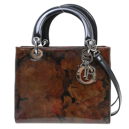 Christian Dior Vintage Lady Dior Patent Patent leather, Brown, Patent Leather, Handbag