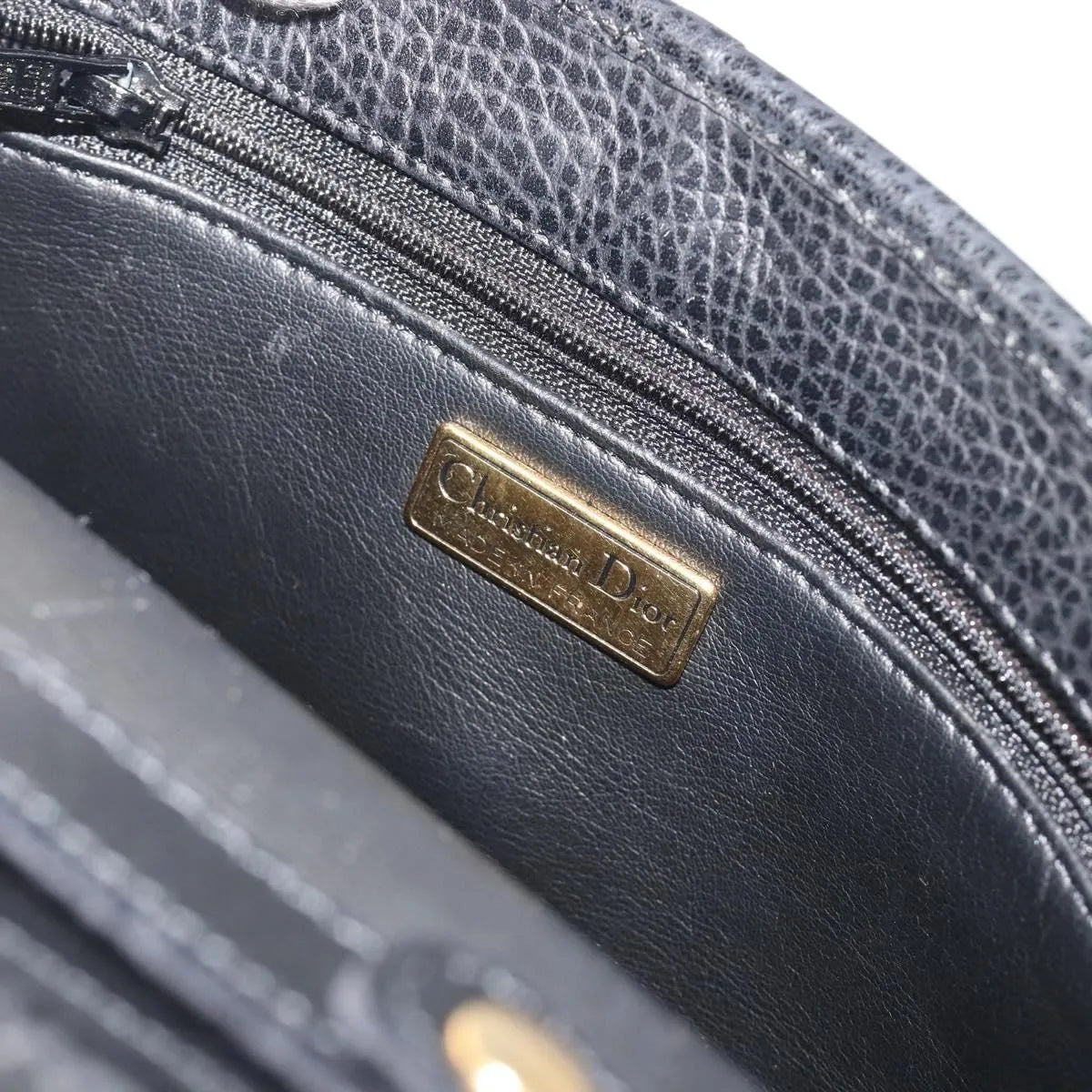 Christian Dior Vintage CD Flap Leather, Black, Leather, Shoulder Bag