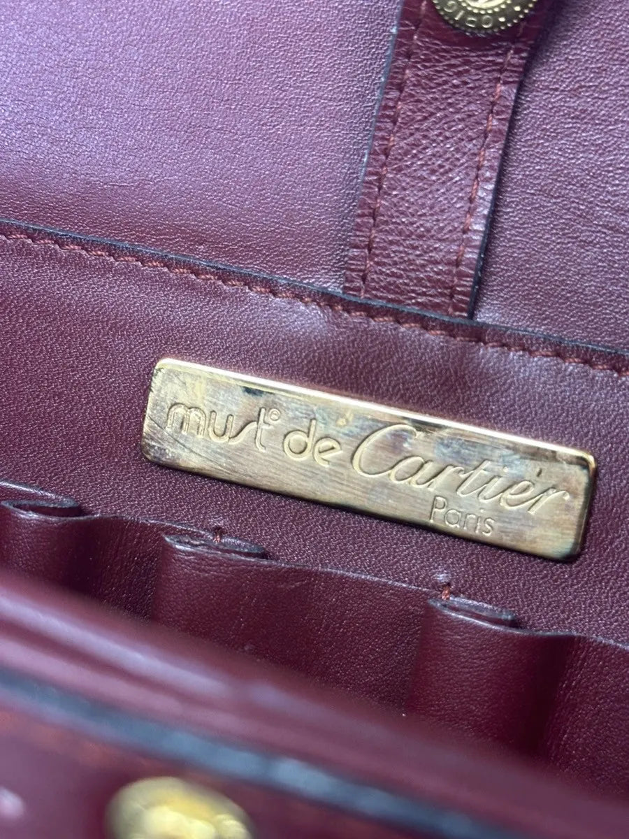 Cartier Must de Cartier Leather, Burgundy, Leather, Shoulder Bag