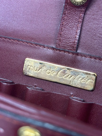 Cartier Must de Cartier Leather, Burgundy, Leather, Shoulder Bag