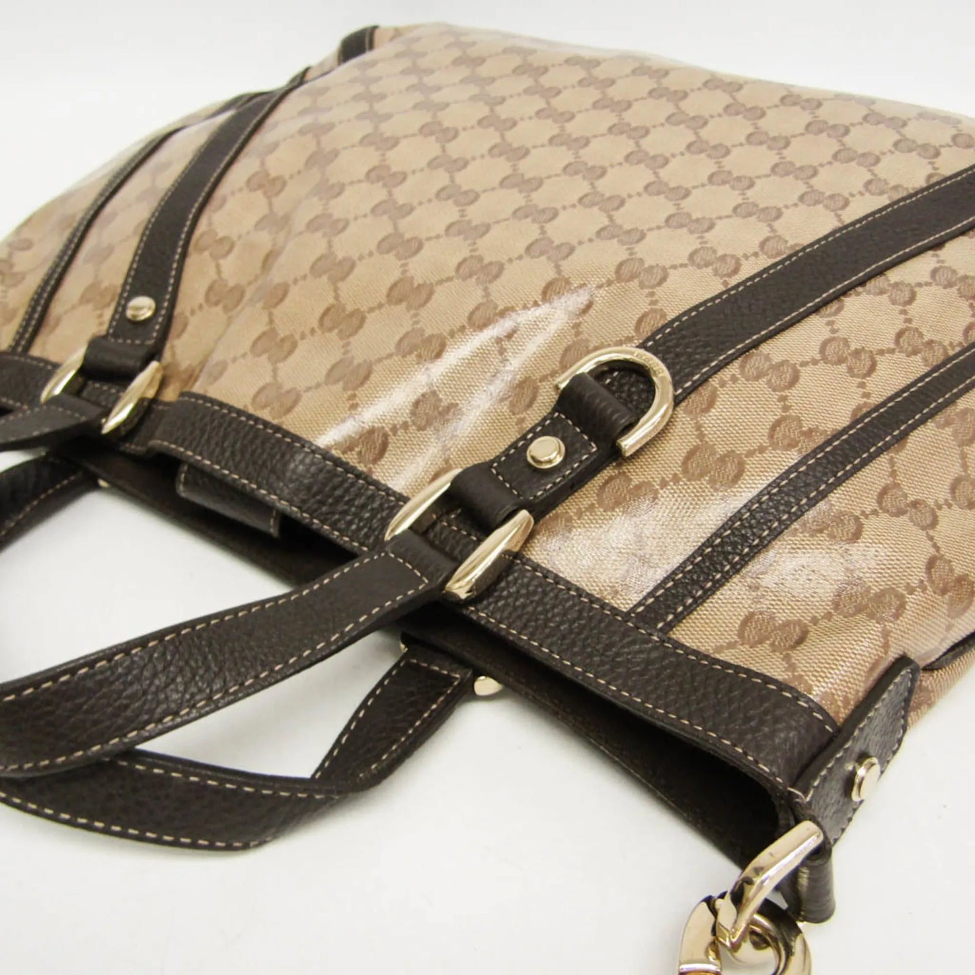 Gucci Abbey D-ring convertible Monogram GG crystal, Beige, Leather, Handbag