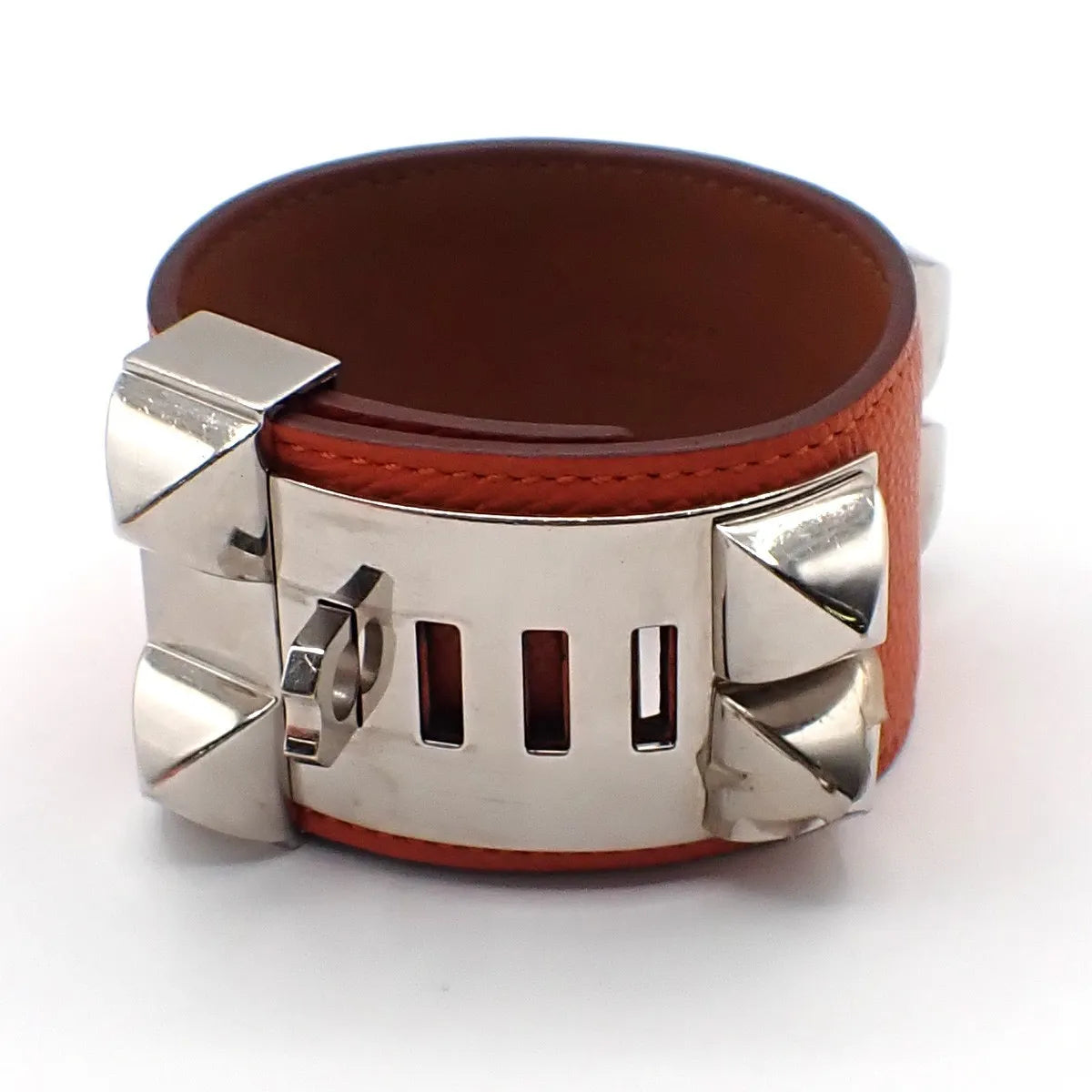Hermes Collier de Chien Leather, Orange, Leather, Bracelet