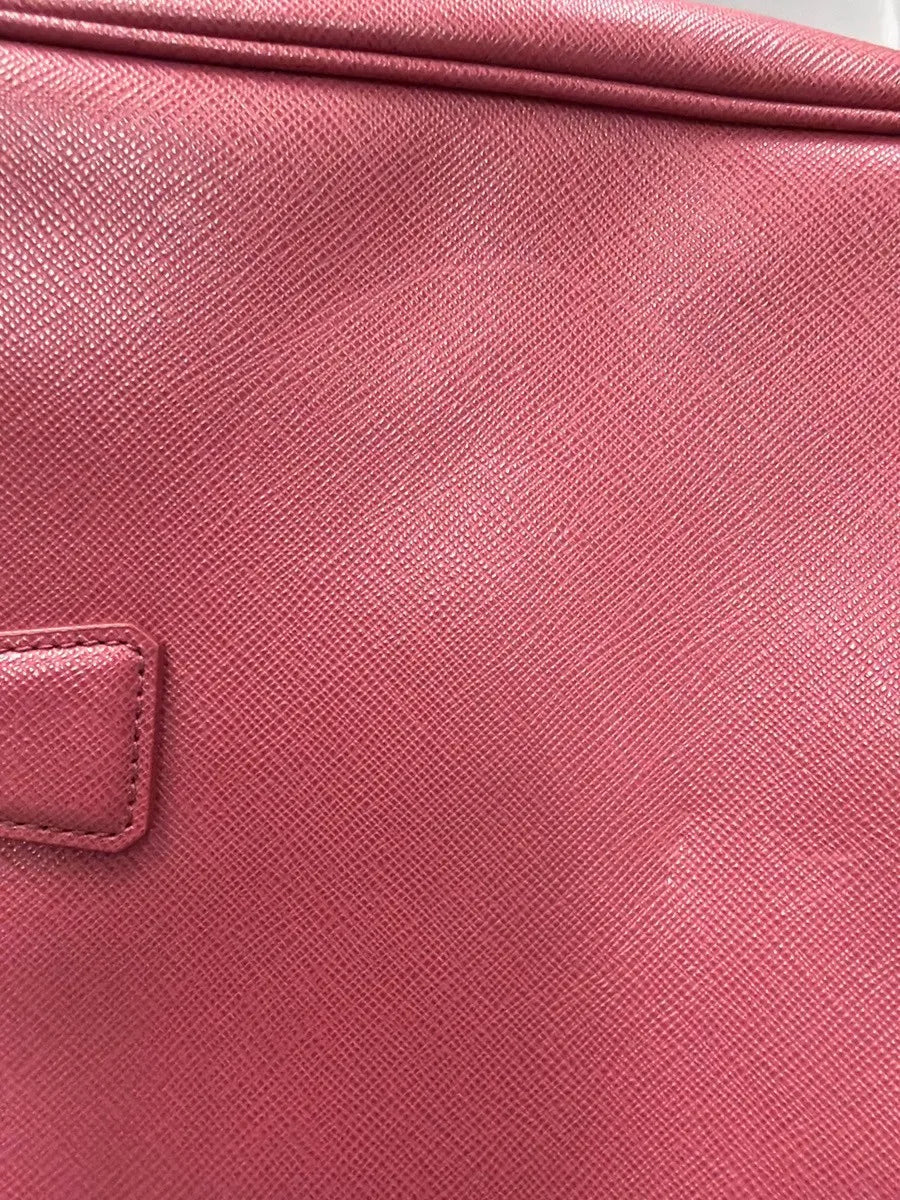 Prada Double Zip Lux Convertible Tote Saffiano Leather, Pink, Leather, Tote Bag