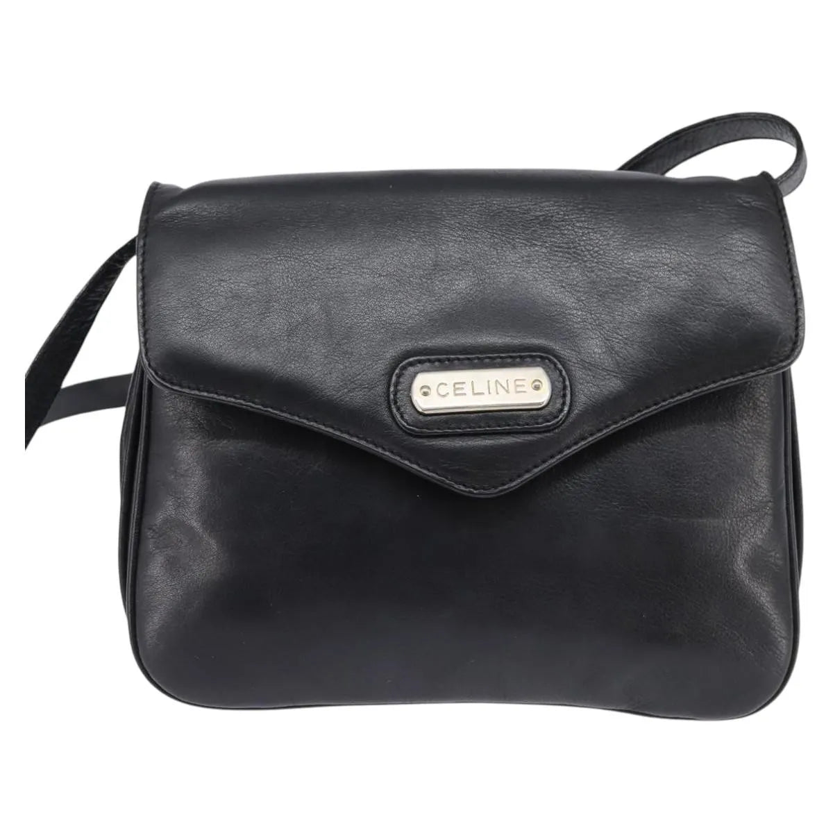 Celine Vintage Leather, Black, Leather, Shoulder Bag