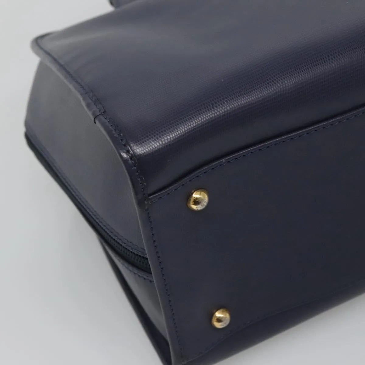 Celine Circle Logo Leather, Blue, Leather, Handbag