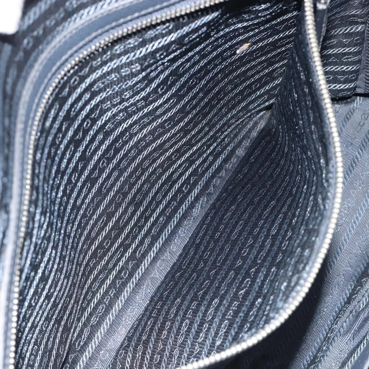 Prada Zip Around Saffiano Leather, Navy, Leather, Briefcase