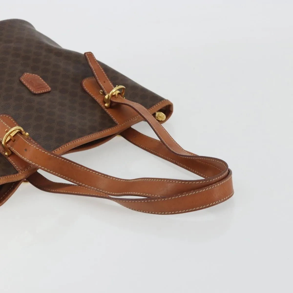 Celine Vintage Macadam Canvas and Leather, Brown, PVC, Handbag