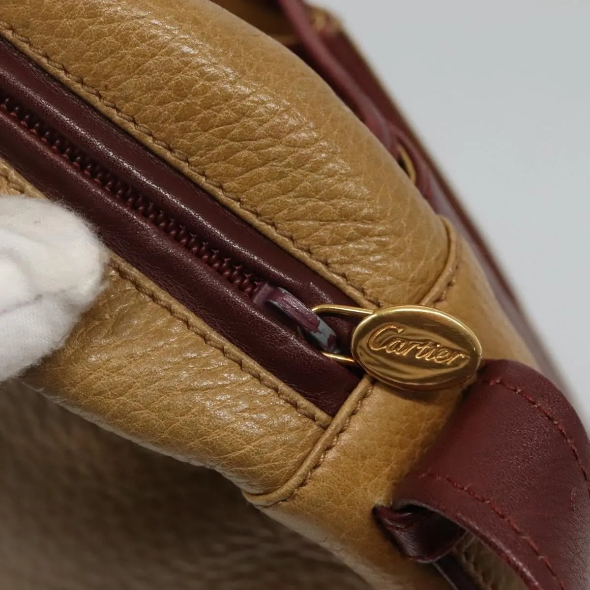 cartier Tasseled Must de Cartier Leather, Beige, Leather, Shoulder Bag