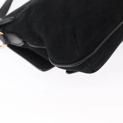 Salvatore Ferragamo Gancini Suede, Black, Suede, Shoulder Bag