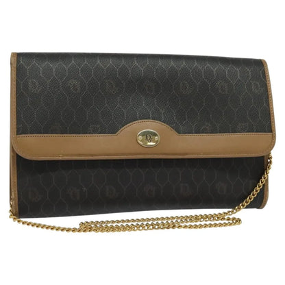 Christian Dior Vintage Honeycomb chain Canvas, Black, Canvas, Shoulder Bag