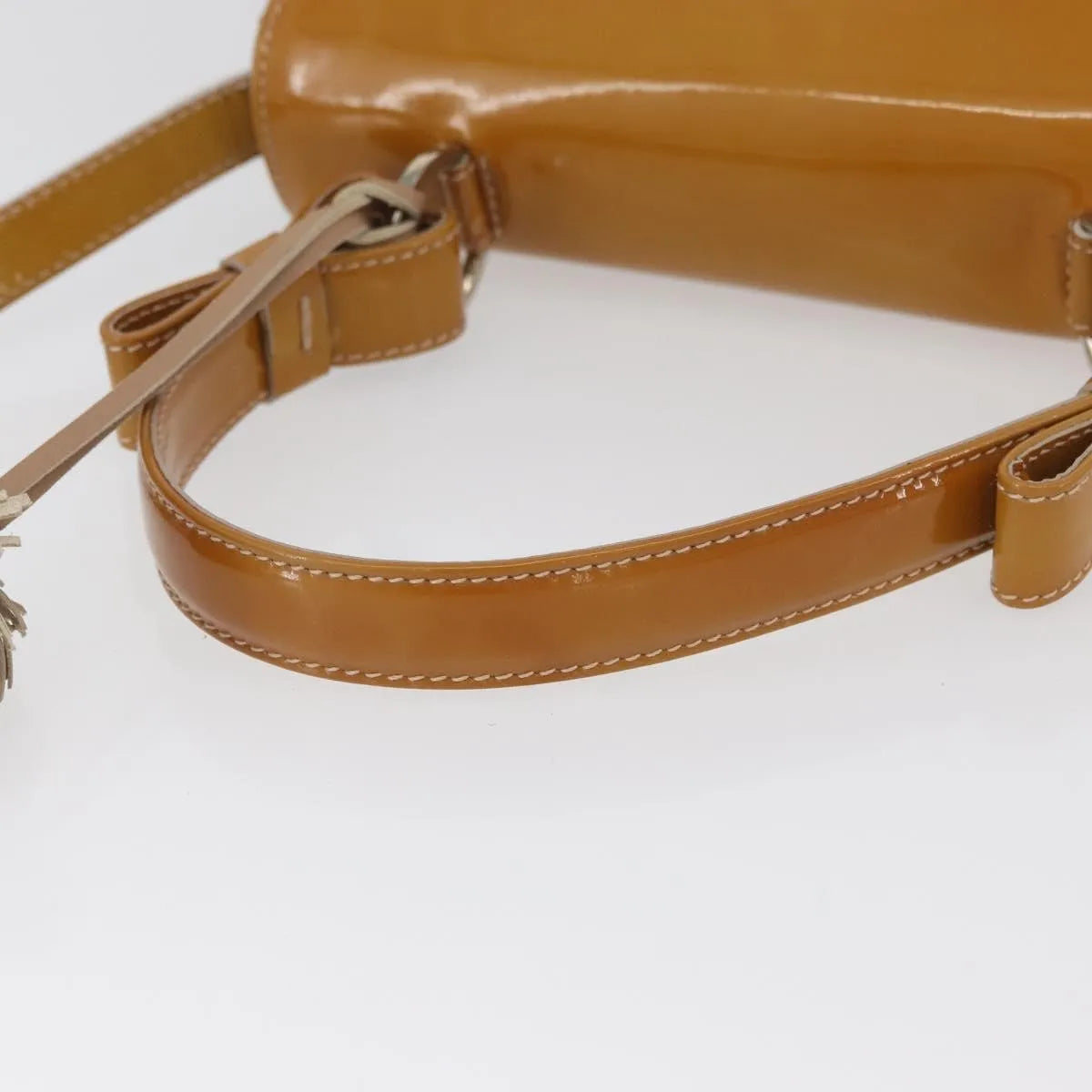 Salvatore Ferragamo Gancini Patent Leather, Beige, Patent Leather, Handbag