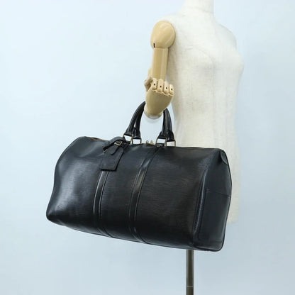 Louis Vuitton Keepall Epi, Black, Leather, Travel Bag