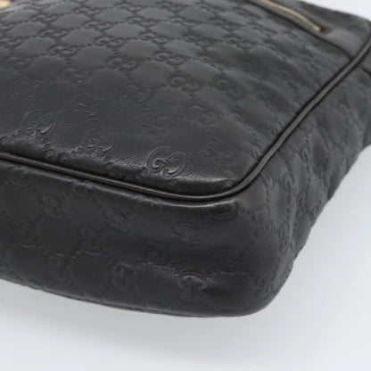 Gucci Front Zip Messenger Guccissima Leather, Black, Leather, Shoulder Bag