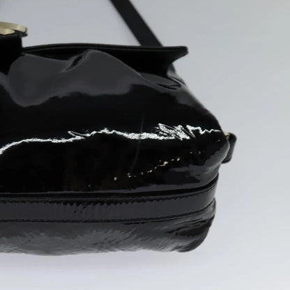Bvlgari Chandra Flap Enamel, Black, Patent Leather, Shoulder Bag