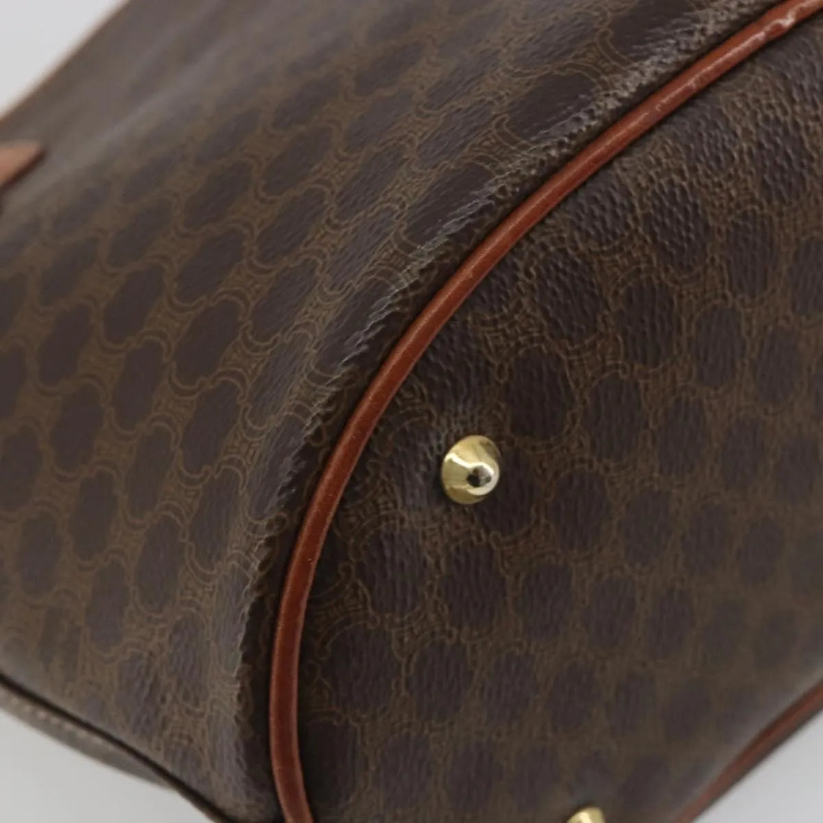 Celine Vintage Macadam Canvas and Leather, Brown, PVC, Handbag