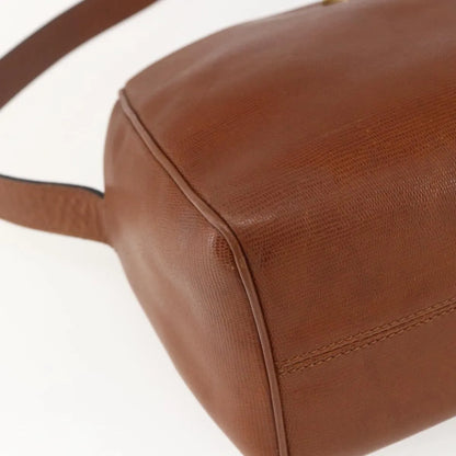 Celine Vintage Circle Logo Leather, Brown, Leather, Shoulder Bag