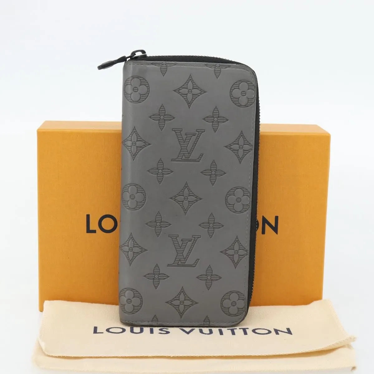 Louis Vuitton Zippy Wallet Vertical Monogram Shadow Leather, Gray, Canvas, Wallet