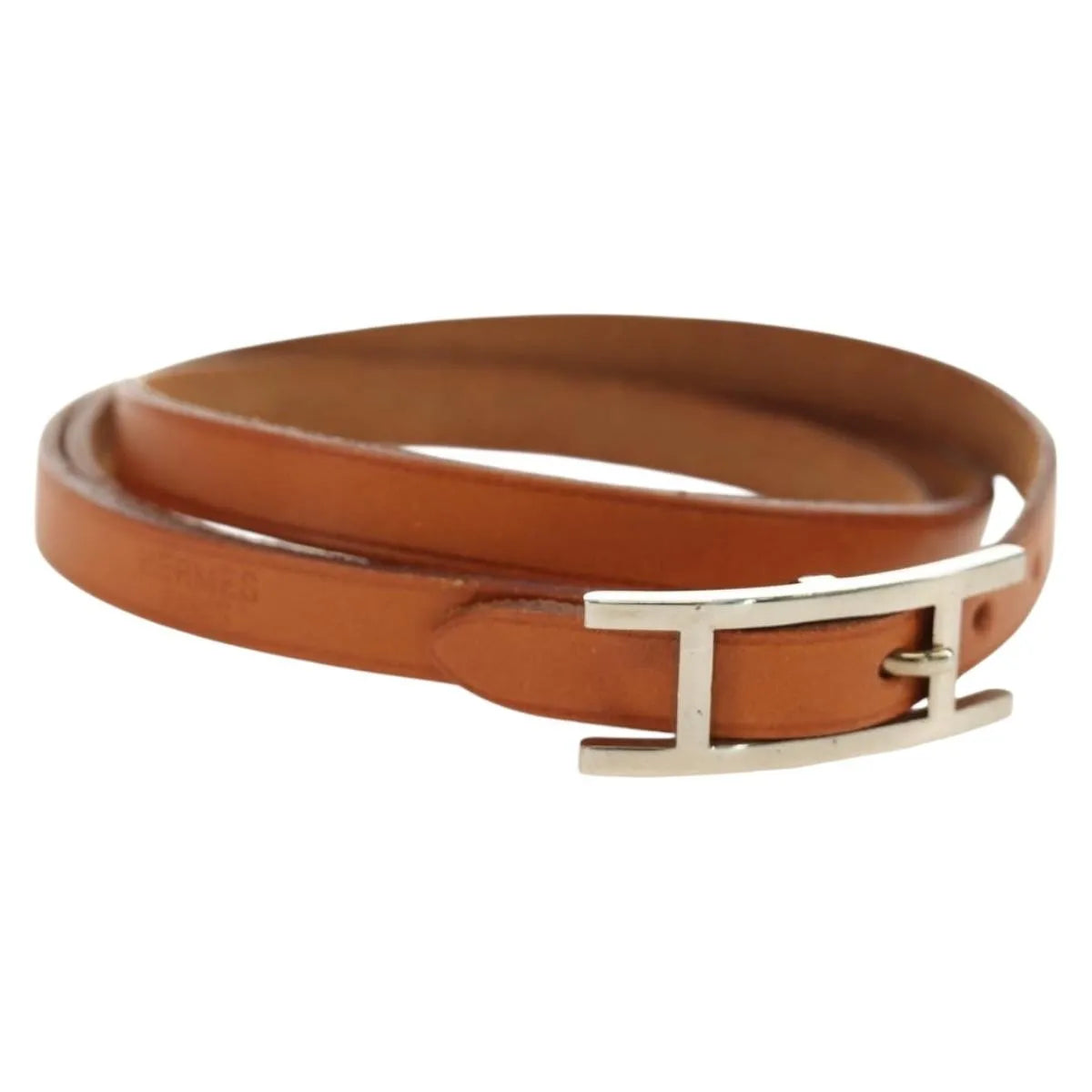 Hermes Hapi 3 Leather with Metal, Brown, Leather, Bracelet